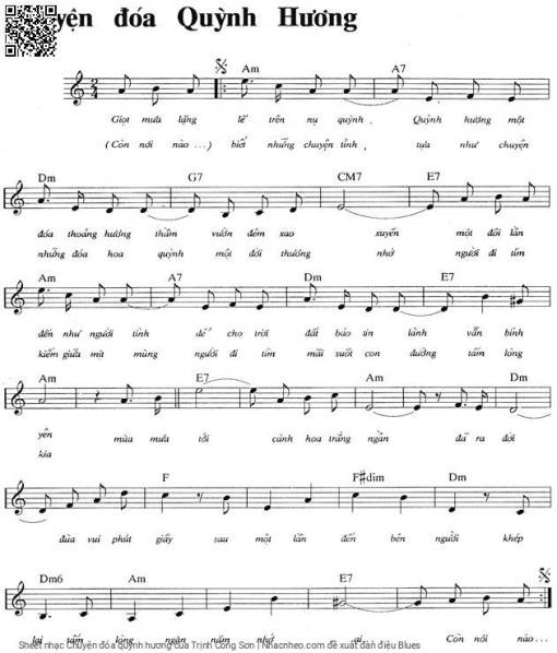 Sheet nhạc PDF bài Chuyện đóa quỳnh hương