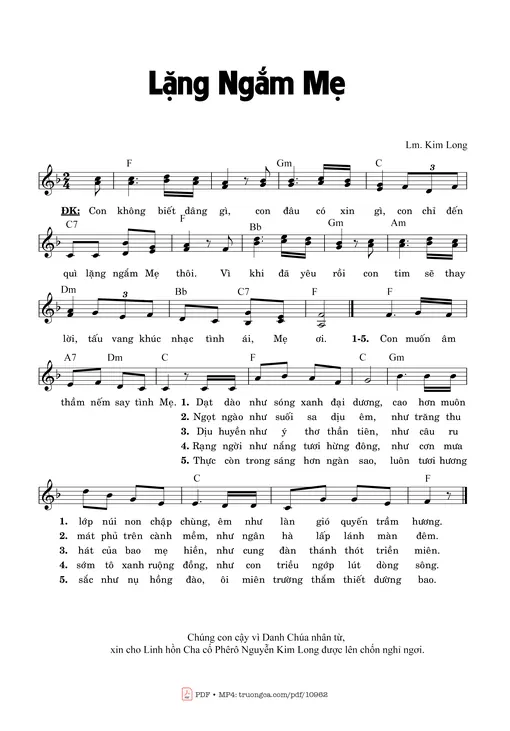 Sheet nhạc PDF bài Lặng Ngắm Mẹ