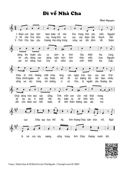 Sheet nhạc PDF bài đi Về Nhà Cha