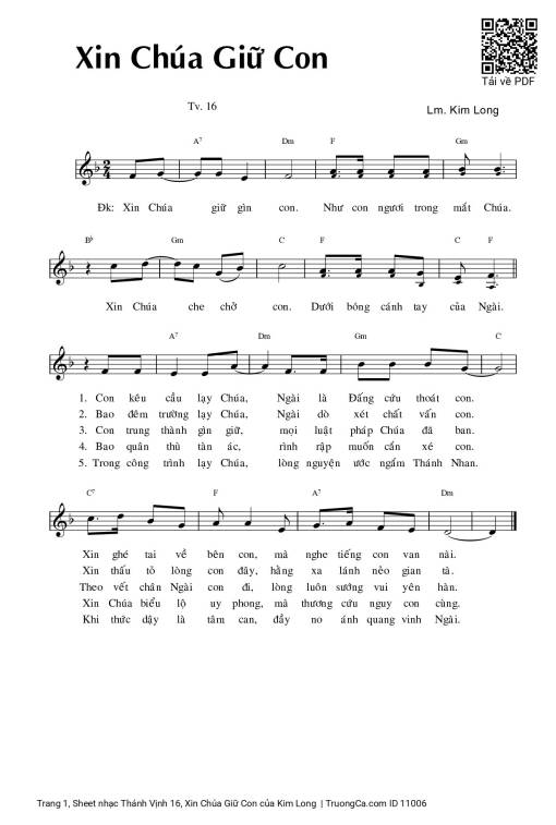 Thánh Vịnh 16, Xin Chúa Giữ Con