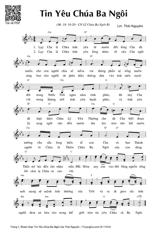 Sheet nhạc PDF bài Tin Yêu Chúa Ba Ngôi