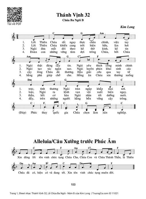 Thánh Vịnh 32, Lễ Chúa Ba Ngôi - Năm B