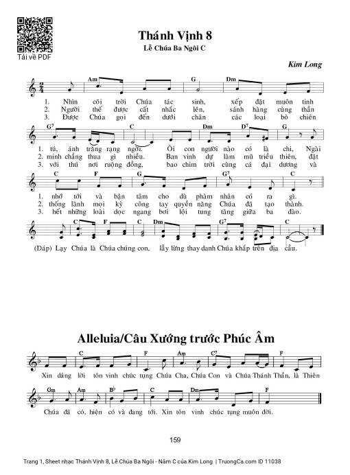 Sheet nhạc PDF bài Thánh Vịnh 8, Lễ Chúa Ba Ngôi - Năm C