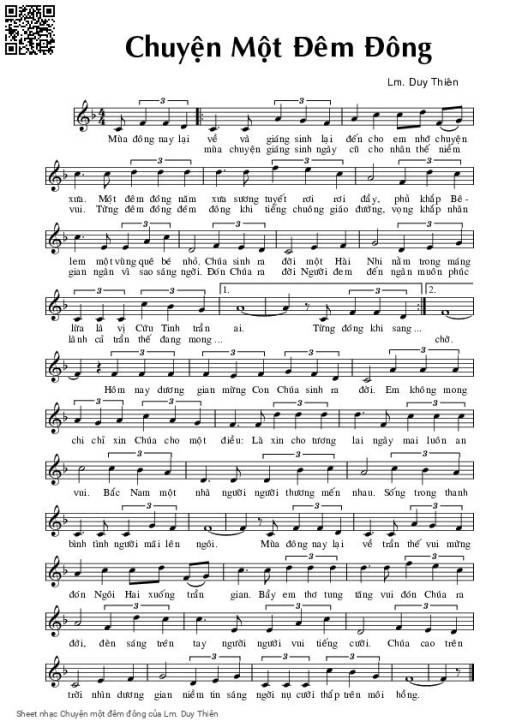 Sheet nhạc PDF bài Chuyện một đêm đông