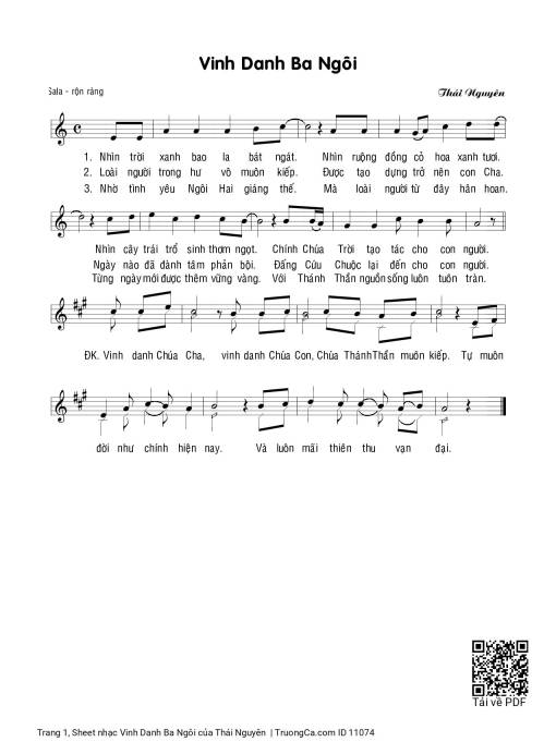 Sheet nhạc PDF bài Vinh Danh Ba Ngôi