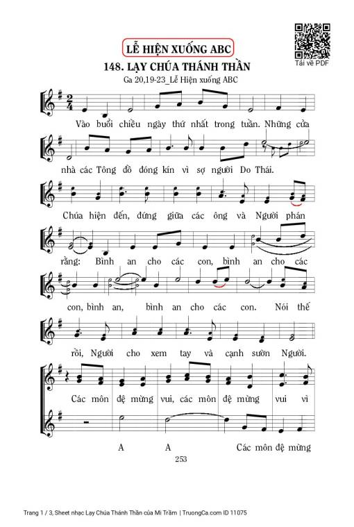 Sheet nhạc PDF bài Lạy Chúa Thánh Thần