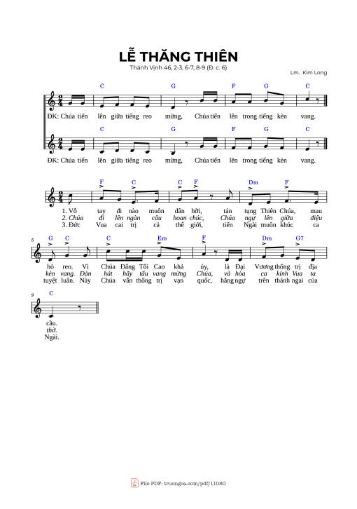 Sheet nhạc PDF bài Thánh Vịnh 46, Lễ Thăng Thiên