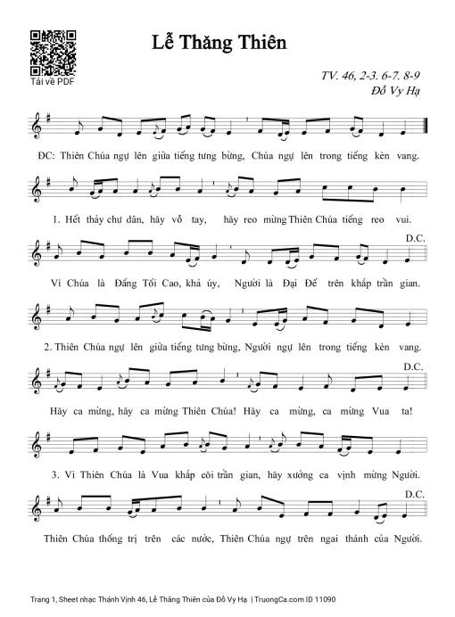 Sheet nhạc PDF bài Thánh Vịnh 46, Lễ Thăng Thiên