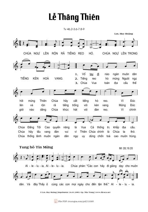 Sheet nhạc PDF bài Thánh Vịnh 46, Lễ Thăng Thiên