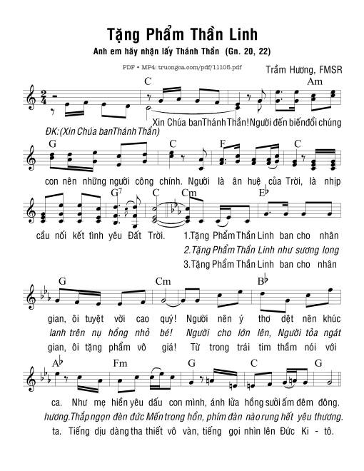 Sheet nhạc PDF bài Tặng Phẩm Thần Linh