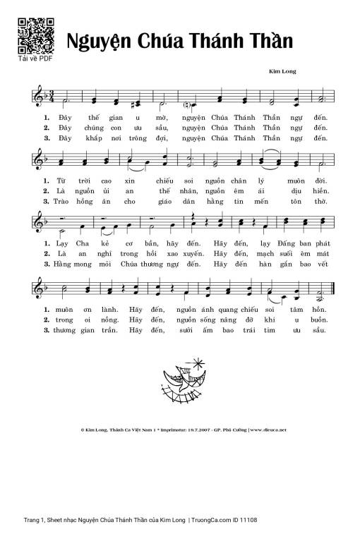 Sheet nhạc PDF bài Nguyện Chúa Thánh Thần