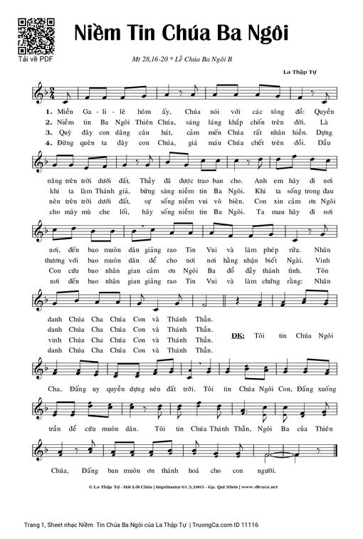 Sheet nhạc PDF bài Niềm  Tin Chúa Ba Ngôi