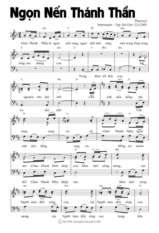 Sheet nhạc PDF bài Ngọn Nến Thánh Thần