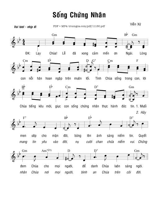 Sheet nhạc PDF bài Sống Chứng Nhân