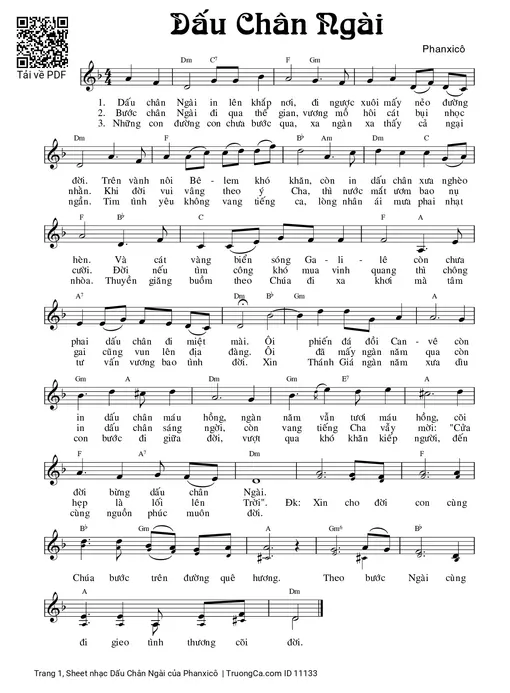 Sheet nhạc PDF bài Dấu Chân Ngài