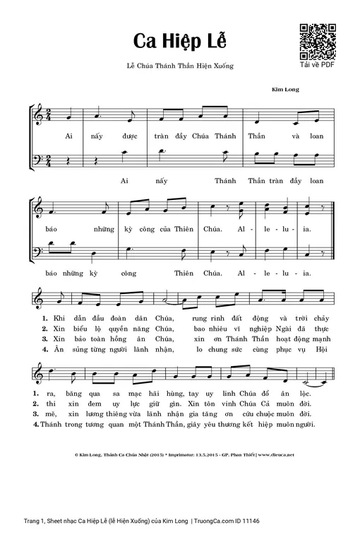 Sheet nhạc PDF bài Ca Hiệp Lễ (lễ Hiện Xuống)