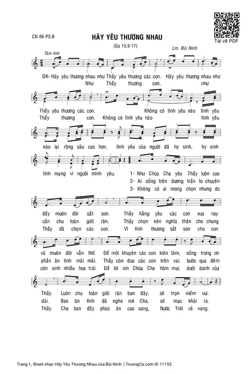 Sheet nhạc PDF bài Hãy Yêu Thương Nhau