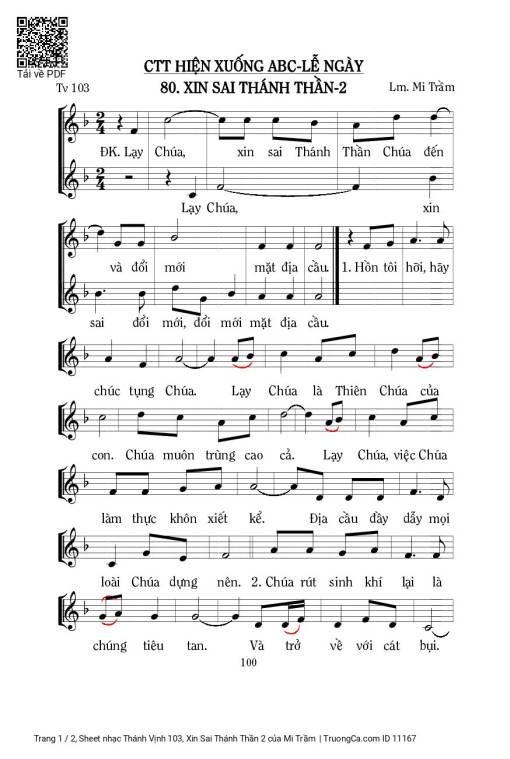 Sheet nhạc PDF bài Thánh Vịnh 103, Xin Sai Thánh Thần 2