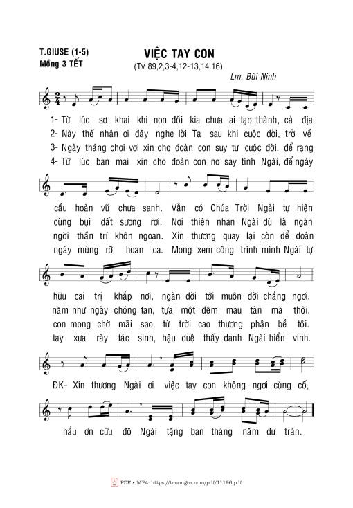 Thánh Vịnh 89, Việc Tay Con (Bùi Ninh)