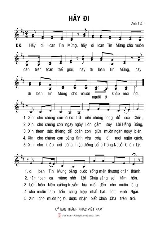 Sheet nhạc PDF bài Hãy đi - Anh Tuấn