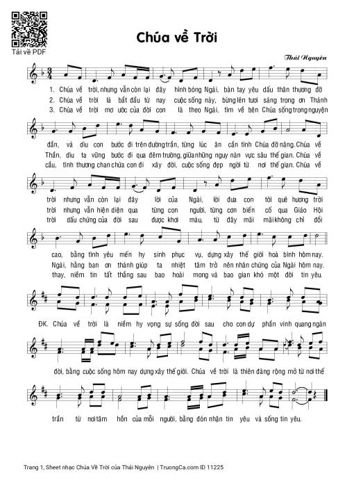 Sheet nhạc PDF bài Chúa Về Trời