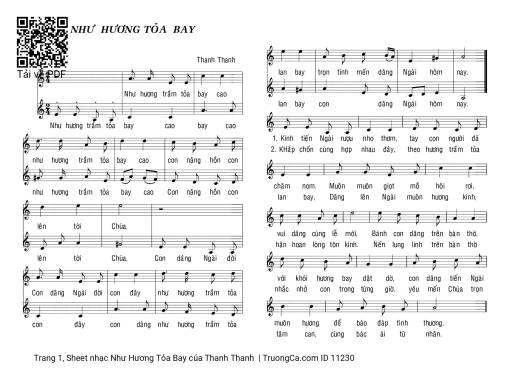 Sheet nhạc PDF bài Như Hương Tỏa Bay