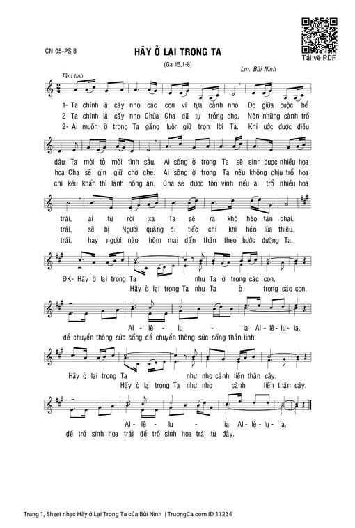 Sheet nhạc PDF bài Hãy ở Lại Trong Ta