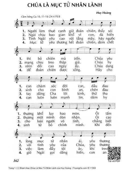 Sheet nhạc PDF bài Chúa Là Mục Tử Nhân Lành