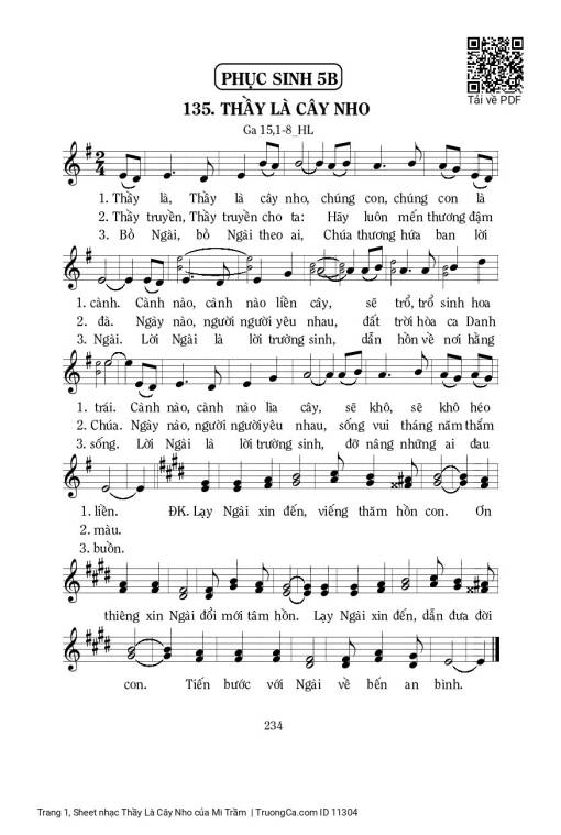 Sheet nhạc PDF bài Thầy Là Cây Nho