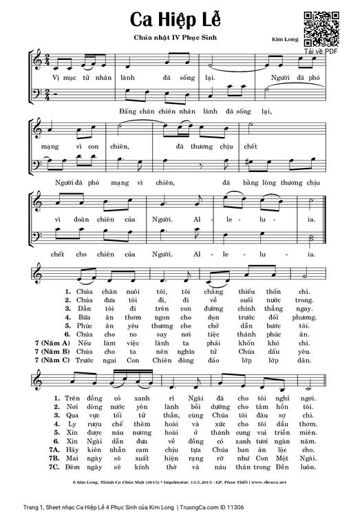 Sheet nhạc PDF bài Ca Hiệp Lễ 4 Phục Sinh