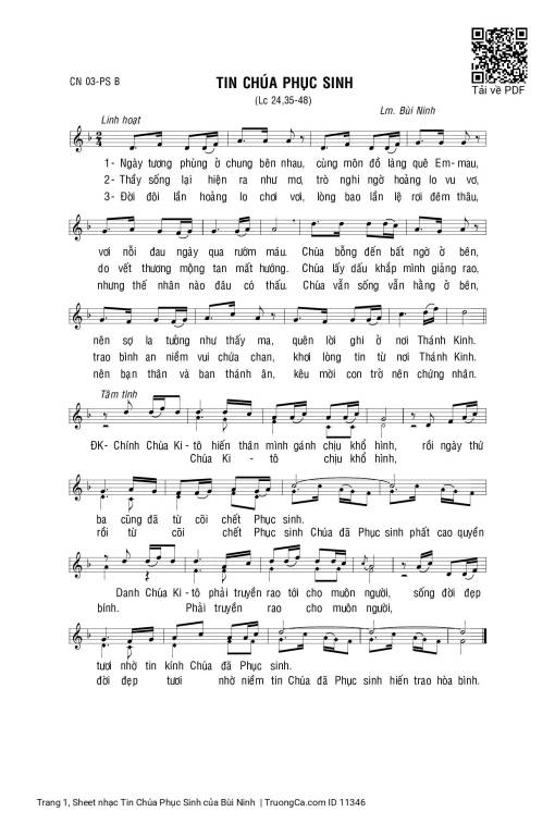 Sheet nhạc PDF bài Tin Chúa Phục Sinh