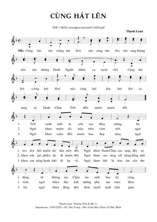 Sheet nhạc PDF bài Cùng Hát Lên