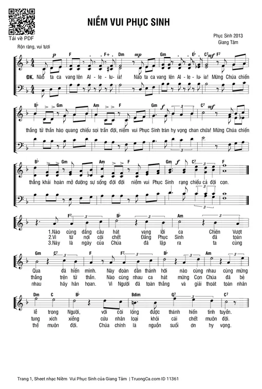 Sheet nhạc PDF bài Niềm  Vui Phục Sinh