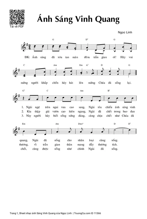 Sheet nhạc PDF bài ánh Sáng Vinh Quang