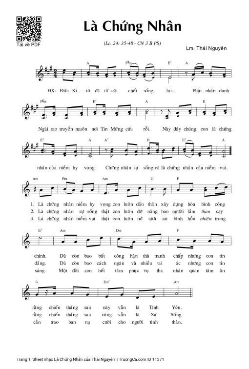 Sheet nhạc PDF bài Là Chứng Nhân