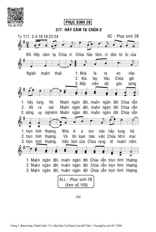 Thánh Vịnh 117, Hãy Cảm Tạ Chúa 2