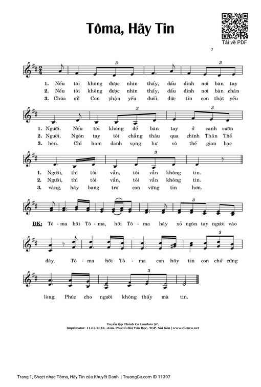 Tôma, Hãy Tin - Khuyết Danh