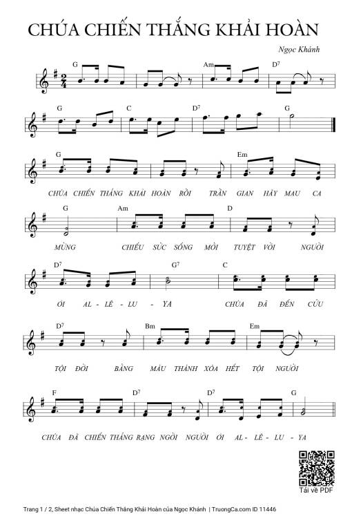 Sheet nhạc PDF bài Chúa Chiến Thắng Khải Hoàn