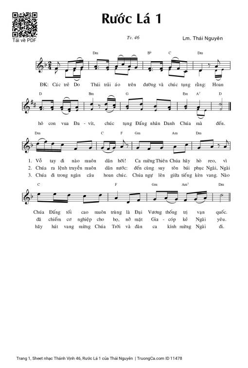 Sheet nhạc PDF bài Thánh Vịnh 46, Rước Lá 1
