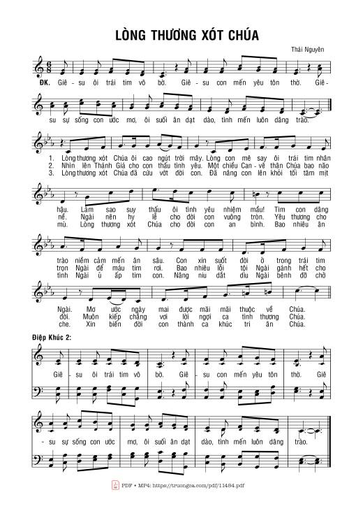 Sheet nhạc PDF bài Lòng Thương Xót Chúa