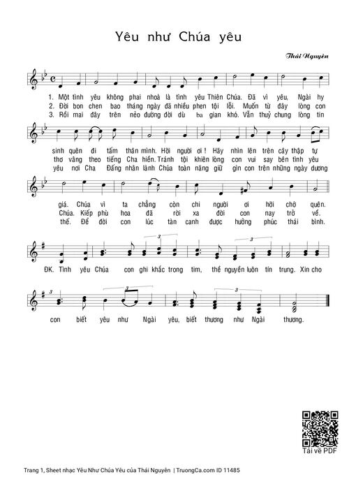 Sheet nhạc PDF bài Yêu Như Chúa Yêu