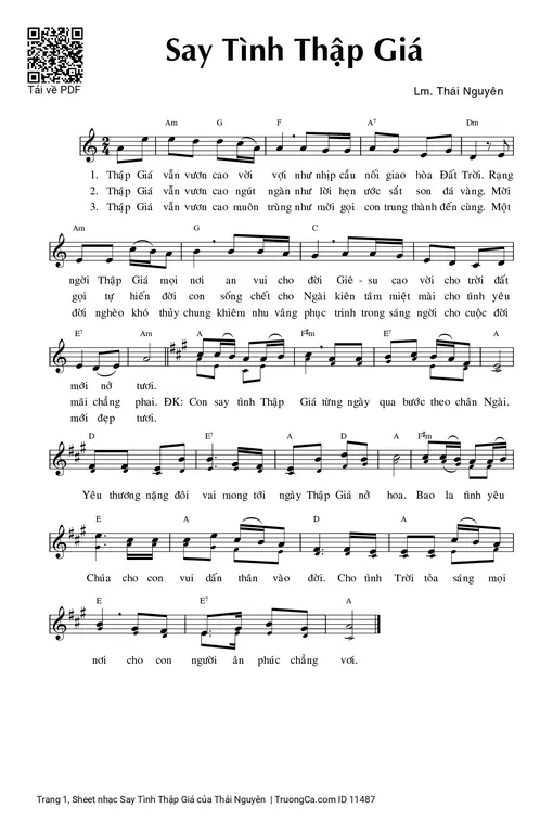 Sheet nhạc PDF bài Say Tình Thập Giá