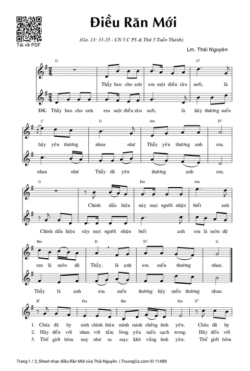 Sheet nhạc PDF bài điều Răn Mới