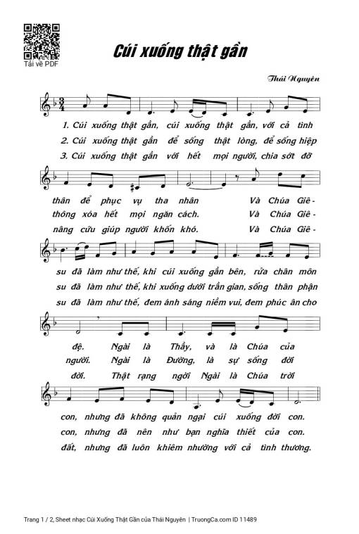 Sheet nhạc PDF bài Cúi Xuống Thật Gần