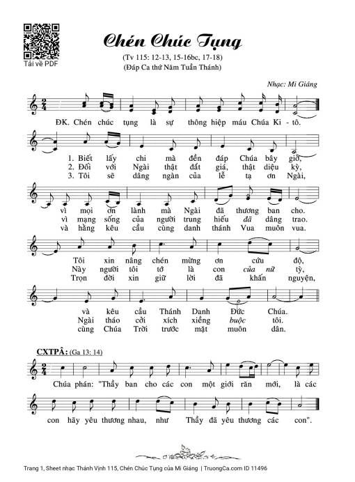 Thánh Vịnh 115, Chén Chúc Tụng