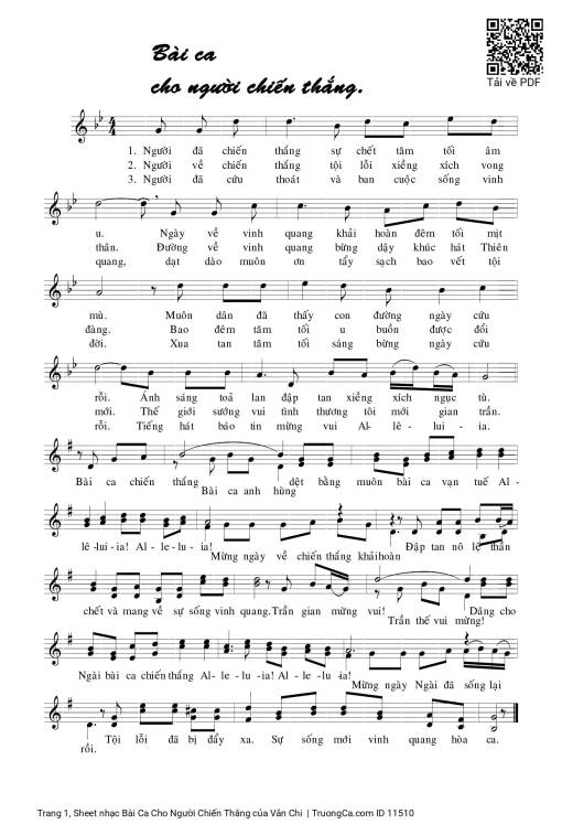 Sheet nhạc PDF bài Bài Ca Cho Người Chiến Thắng
