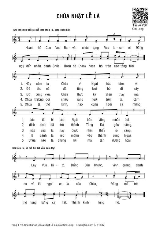 Sheet nhạc PDF bài Chúa Nhật Lễ Lá