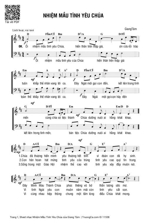Sheet nhạc PDF bài Nhiệm Mầu Tình Yêu Chúa