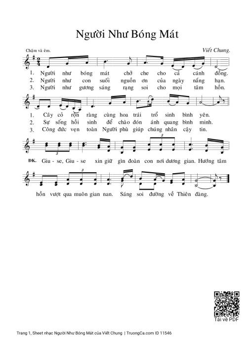 Sheet nhạc PDF bài Người Như Bóng Mát