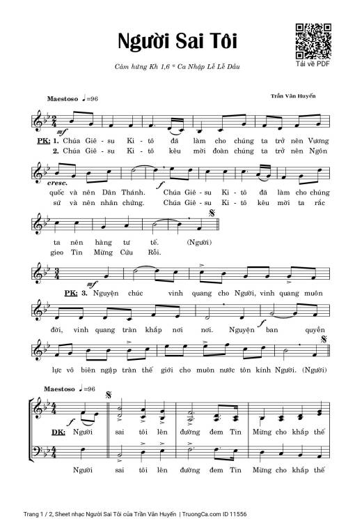 Sheet nhạc PDF bài Người Sai Tôi